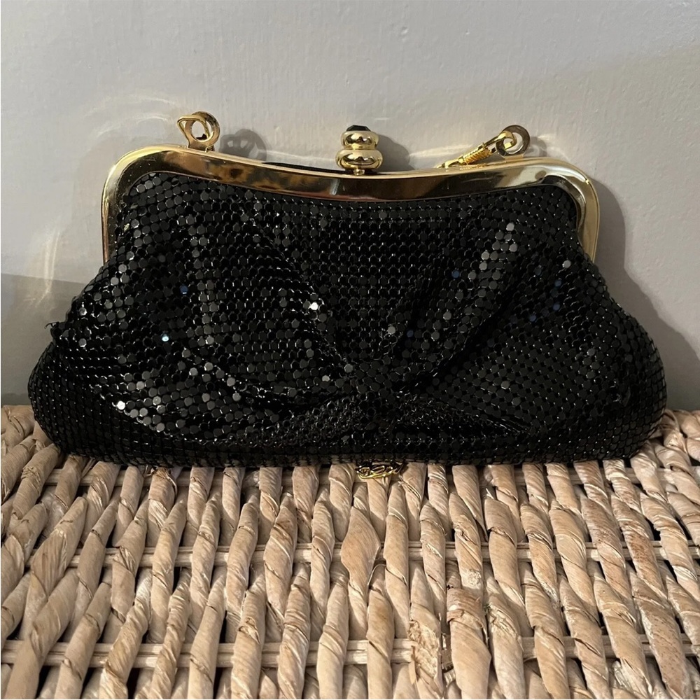 Ardeen small sequin black and gold chain clutch bag‎ EUC sparkly